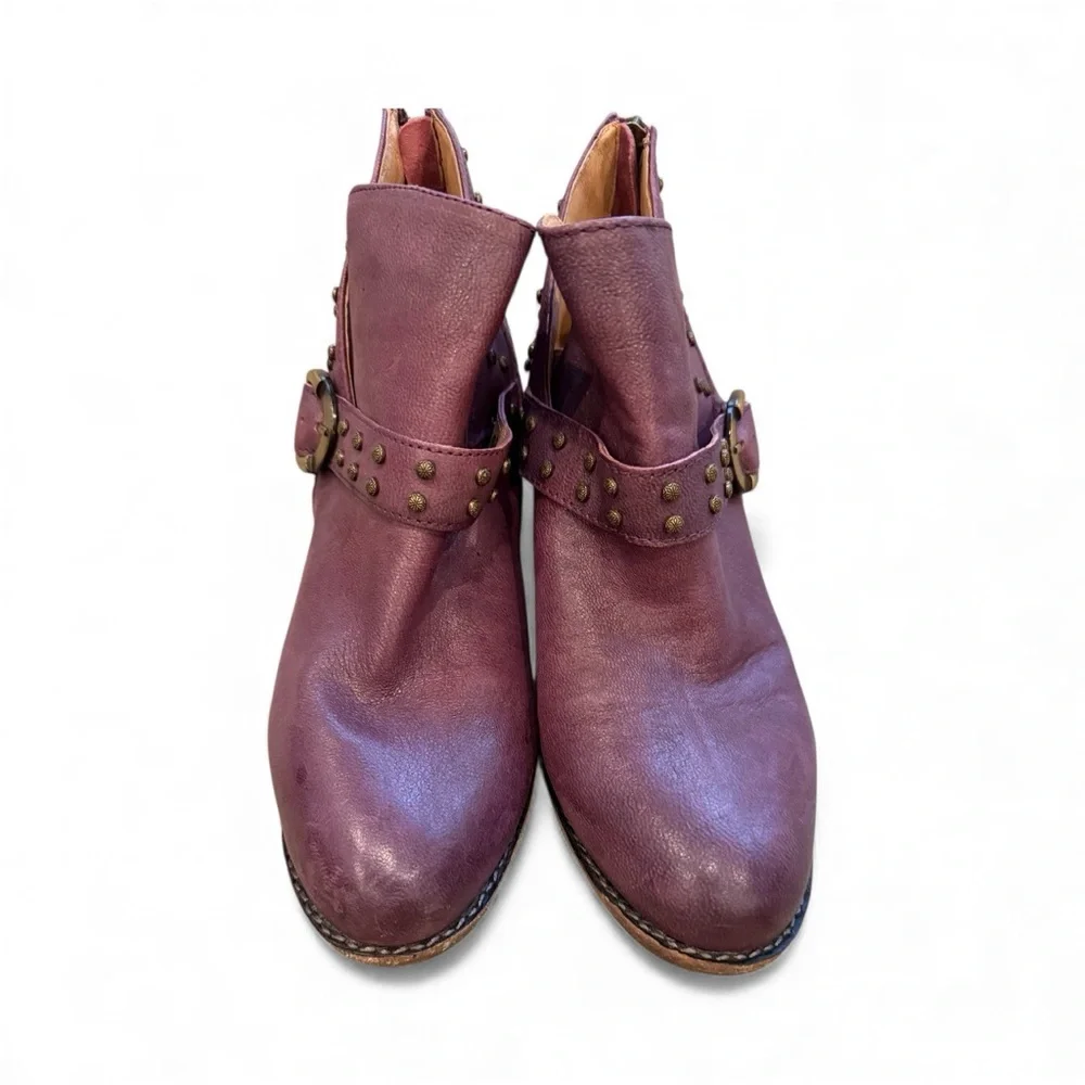 Women's Halsa Melania Ankle‎ Boots Leather Studded Buckle Purple Size 9